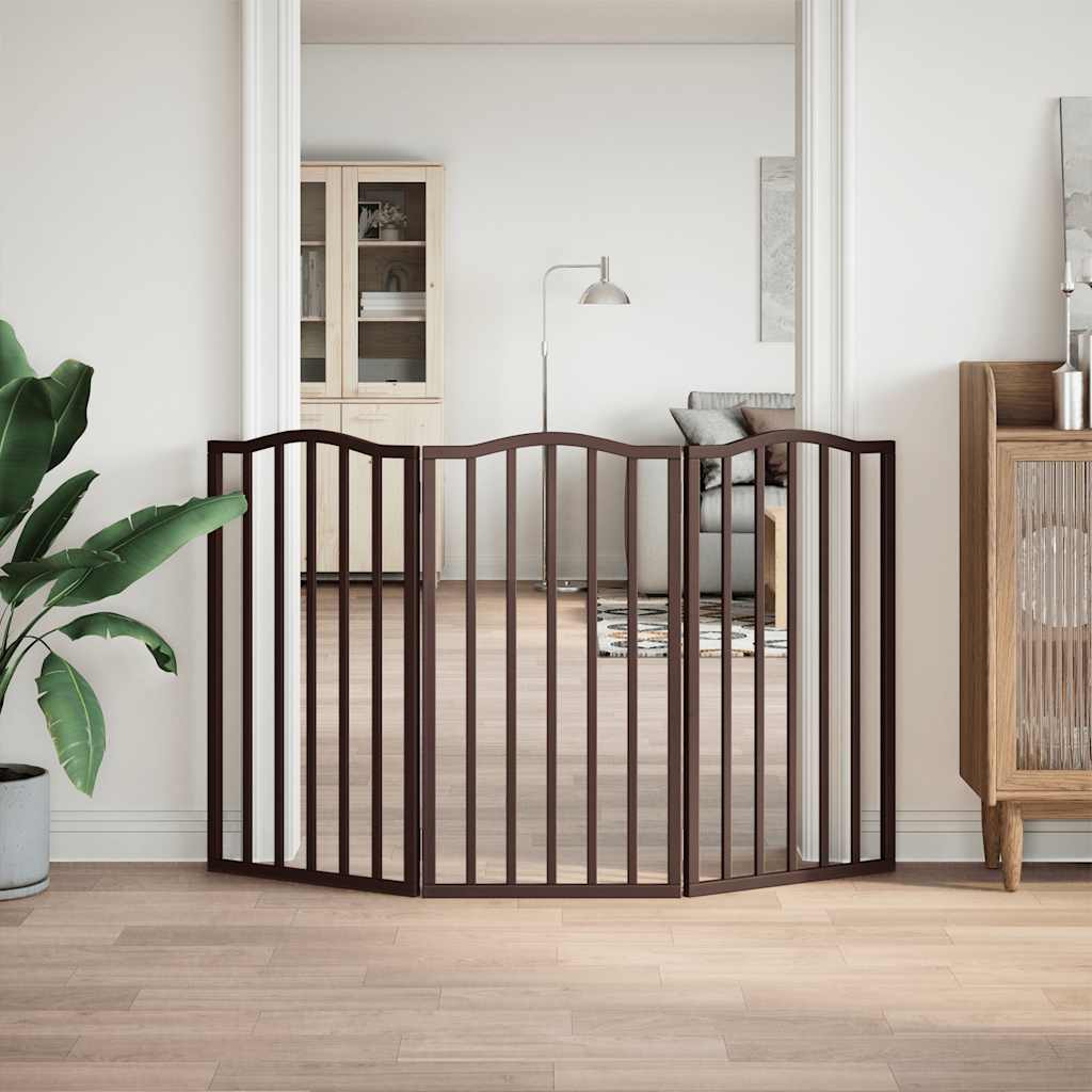Poartă de câini pliabilă 3 panouri stejar maro 150 cm lemn plop GartenMobel Dekor