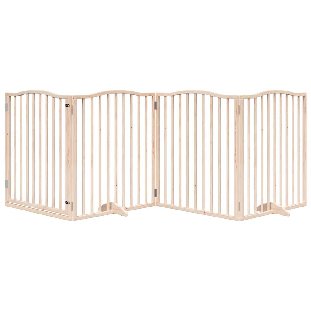 Poartă de câini pliabilă cu ușă, 4 panouri, 320 cm, lemn plop GartenMobel Dekor