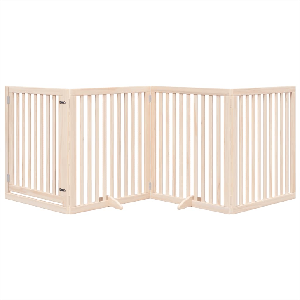Poartă de câini pliabilă cu ușă, 4 panouri, 320 cm, lemn plop GartenMobel Dekor