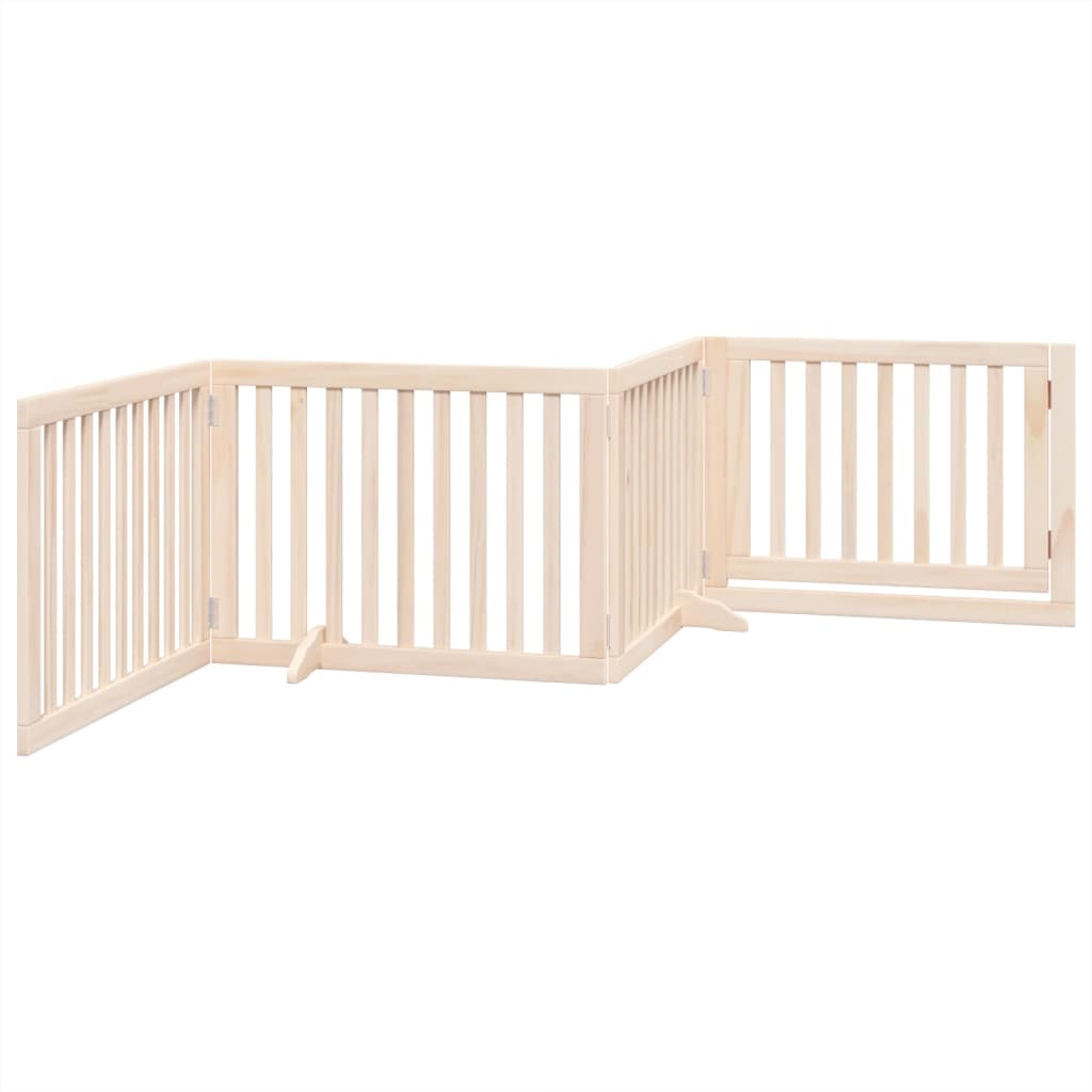 Poartă de câini pliabilă cu ușă, 4 panouri, 320 cm, lemn plop GartenMobel Dekor