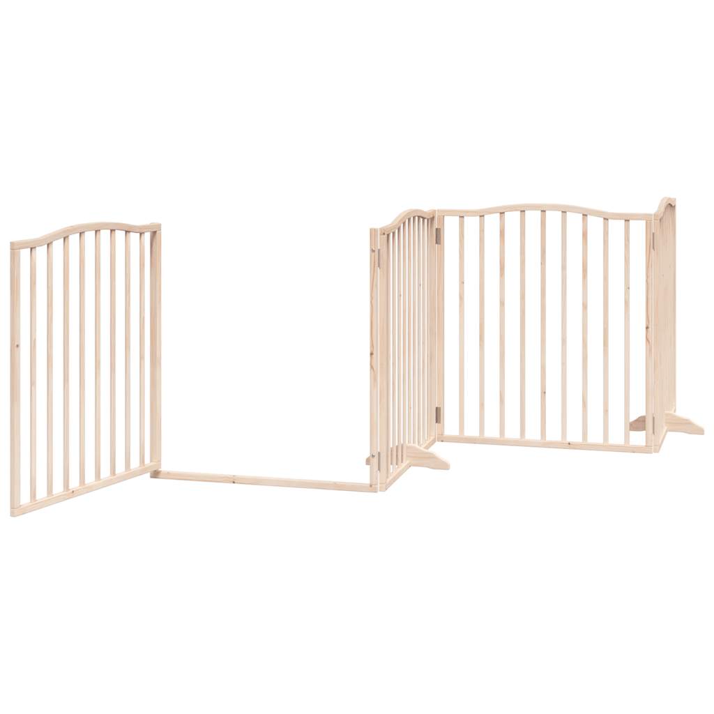 Poartă de câini pliabilă cu ușă, 4 panouri, 320 cm, lemn plop GartenMobel Dekor