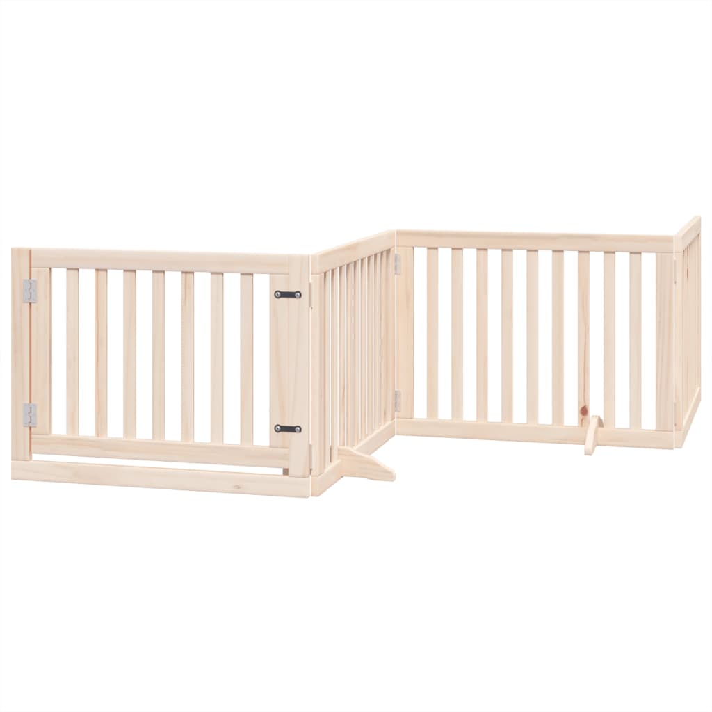 Poartă de câini pliabilă cu ușă, 4 panouri, 320 cm, lemn plop GartenMobel Dekor