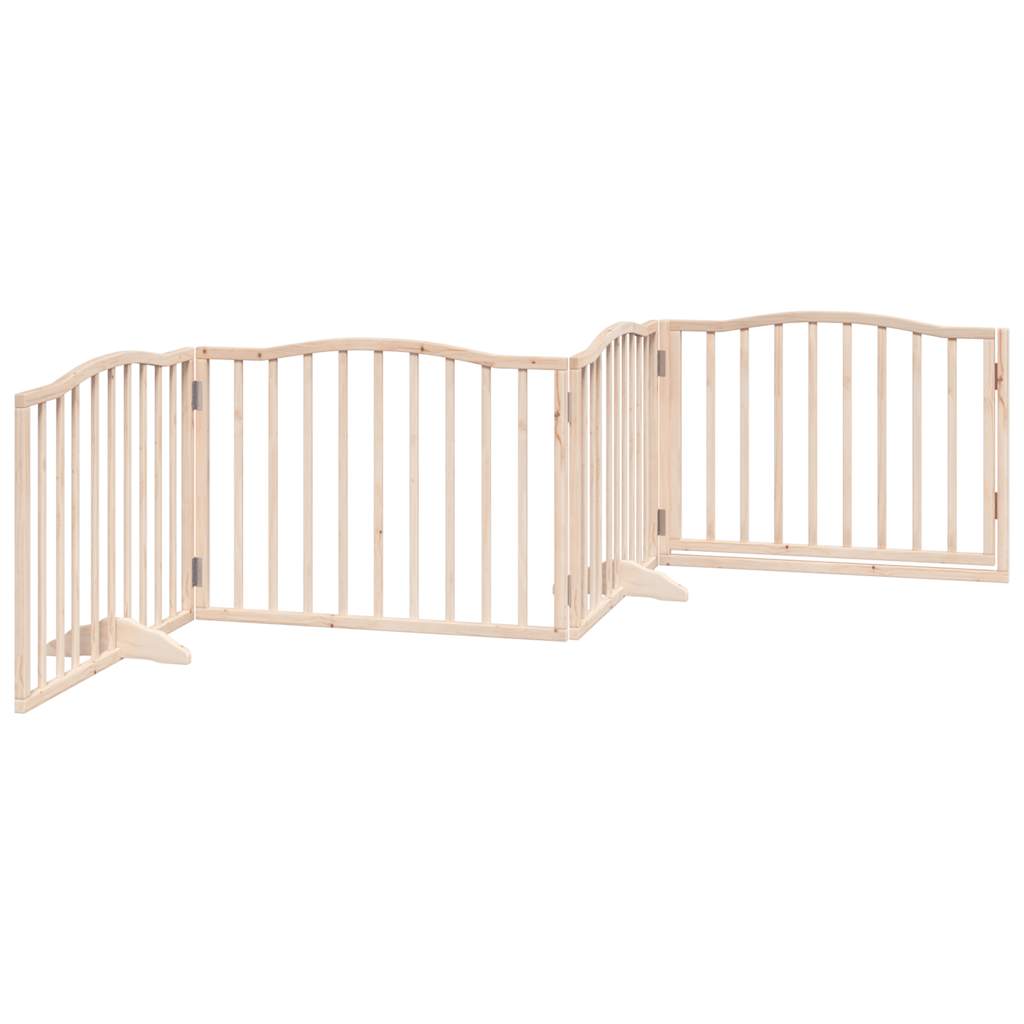 Poartă de câini pliabilă cu ușă, 4 panouri, 320 cm, lemn plop GartenMobel Dekor