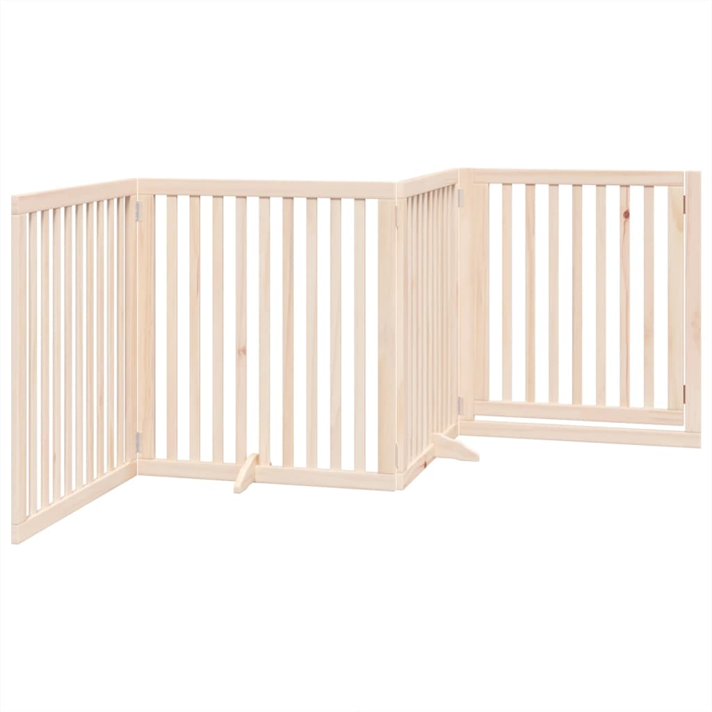Poartă de câini pliabilă cu ușă, 4 panouri, 320 cm, lemn plop GartenMobel Dekor
