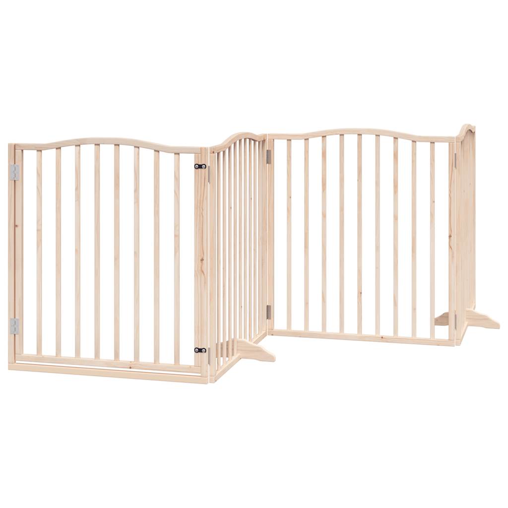 Poartă de câini pliabilă cu ușă, 4 panouri, 320 cm, lemn plop GartenMobel Dekor