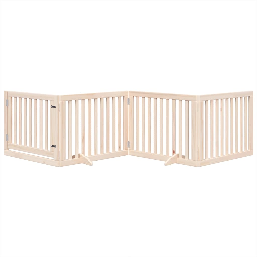 Poartă de câini pliabilă cu ușă, 4 panouri, 320 cm, lemn plop GartenMobel Dekor