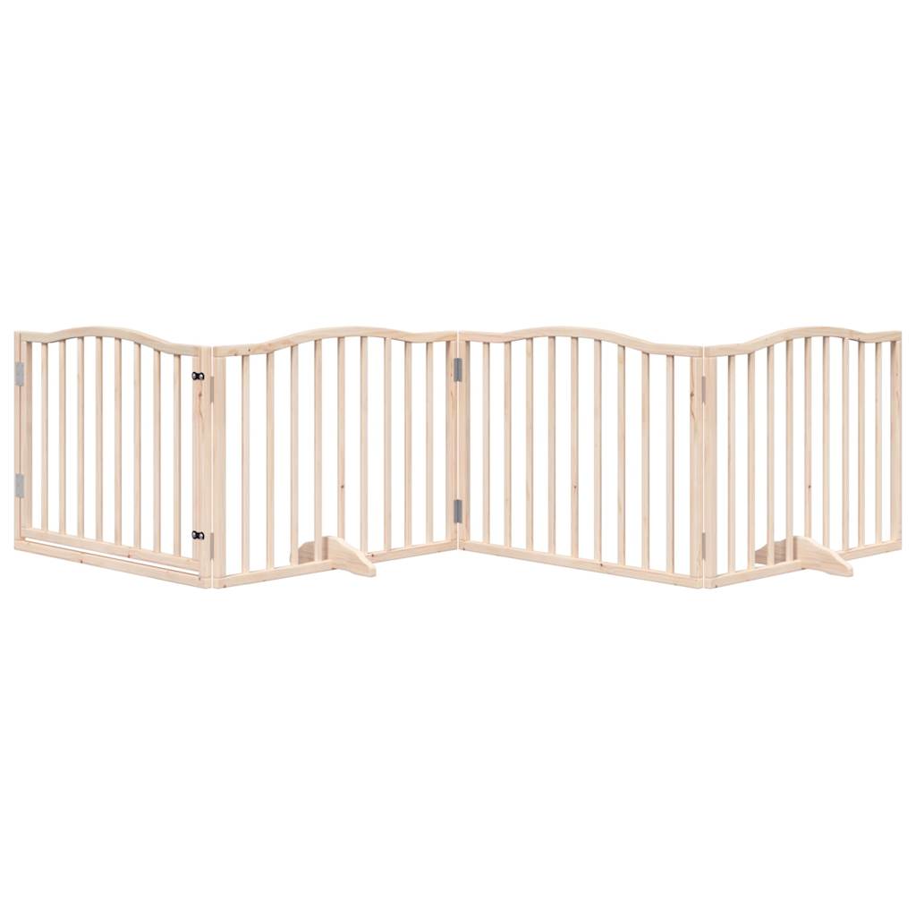 Poartă de câini pliabilă cu ușă, 4 panouri, 320 cm, lemn plop GartenMobel Dekor