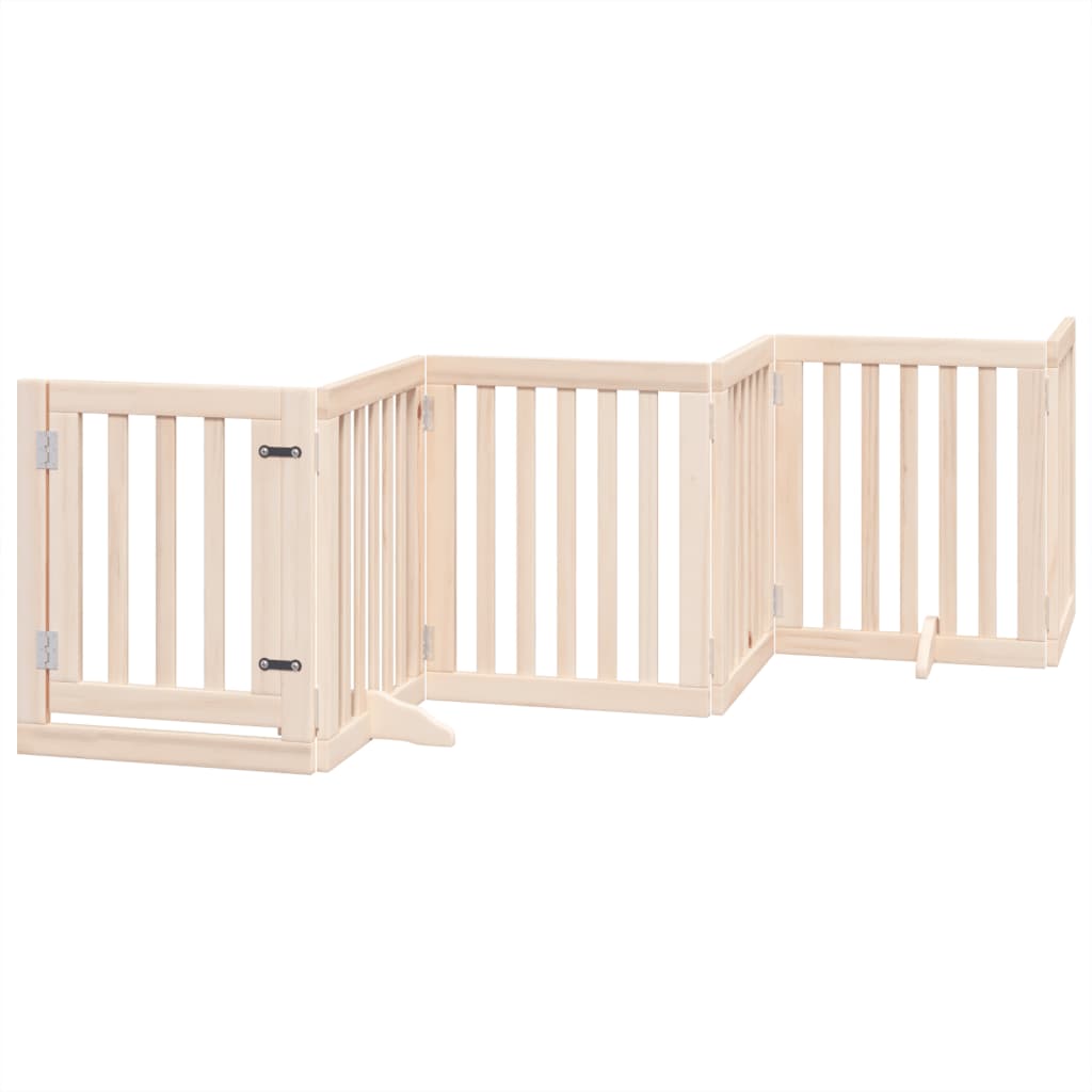 Poartă de câini pliabilă cu ușă, 6 panouri, 300 cm, lemn plop GartenMobel Dekor