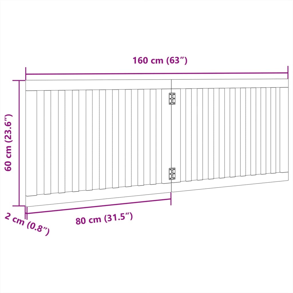 Poartă pentru câini pliabilă, 2 panouri, alb, 160 cm, lemn plop GartenMobel Dekor