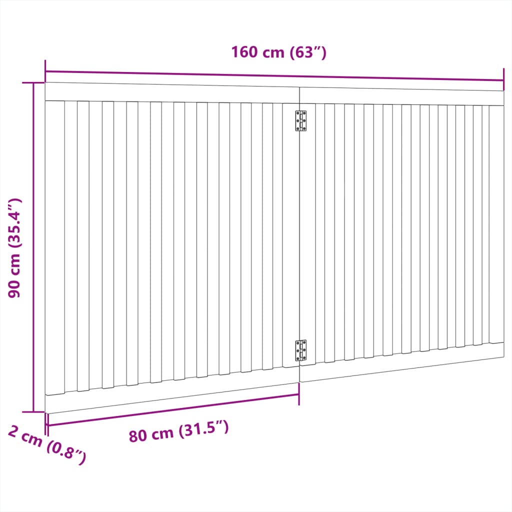 Poartă pentru câini pliabilă, 2 panouri, alb, 160 cm, lemn plop GartenMobel Dekor