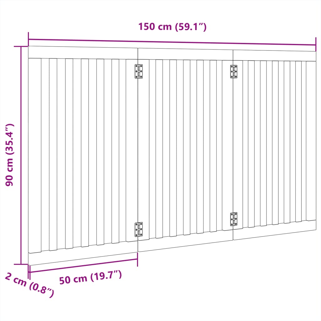 Poartă pentru câini pliabilă, 3 panouri, 150 cm, lemn de plop GartenMobel Dekor