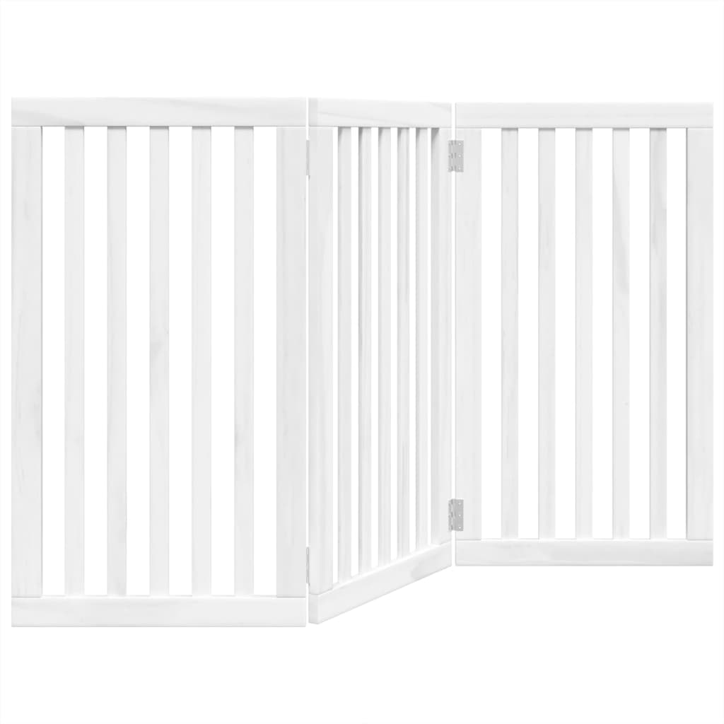 Poartă pentru câini pliabilă, 3 panouri, alb, 150 cm, lemn plop GartenMobel Dekor