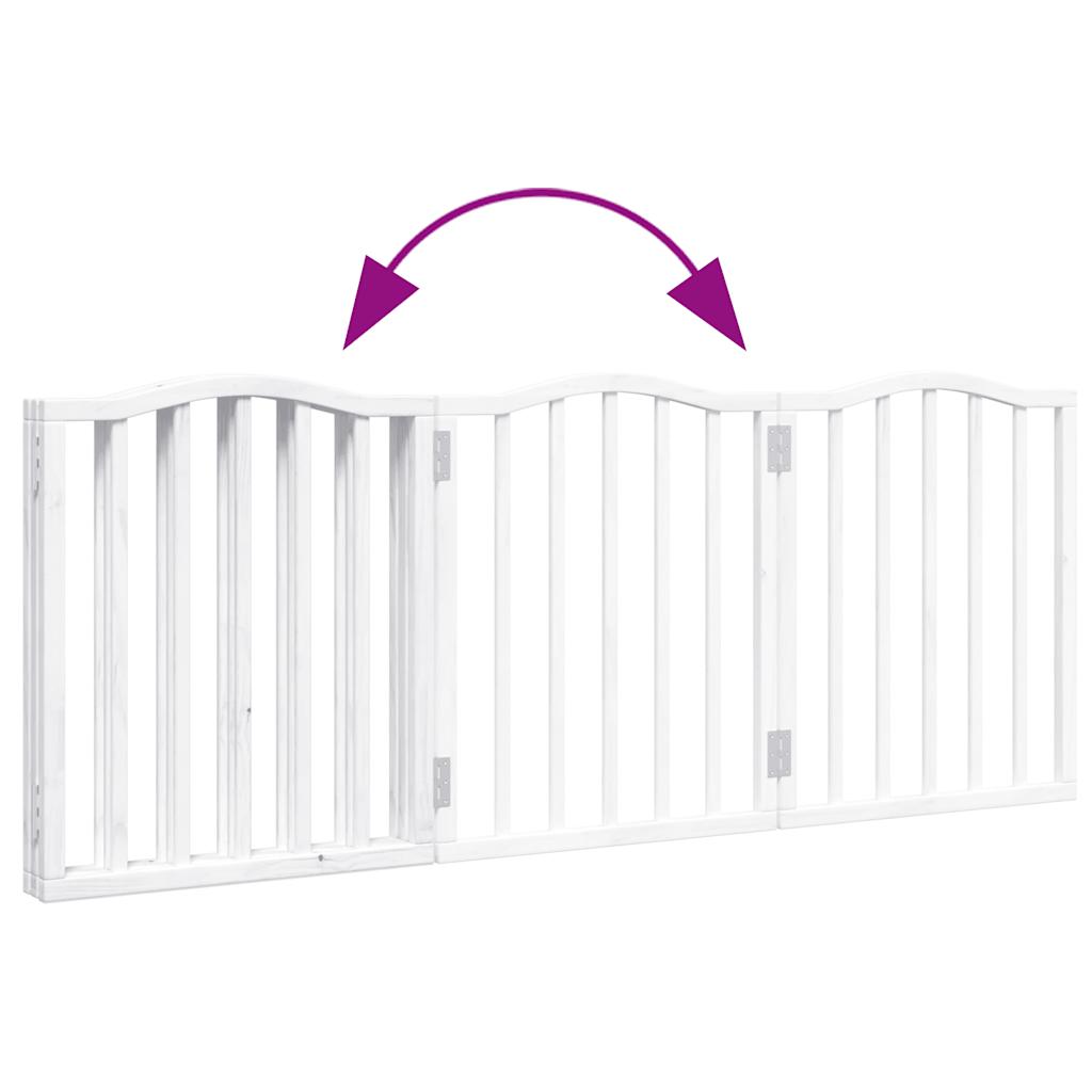 Poartă pentru câini pliabilă, 3 panouri, alb, 150 cm, lemn plop GartenMobel Dekor
