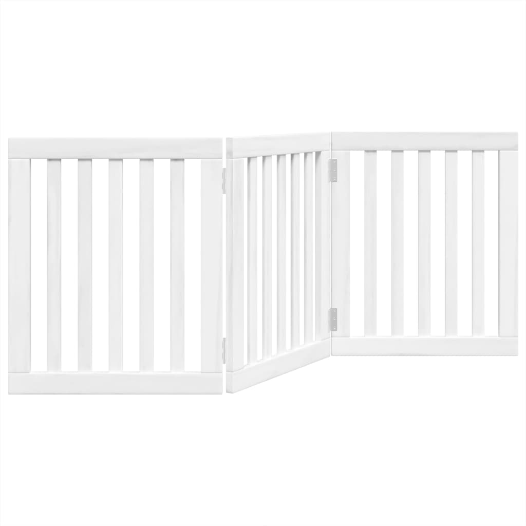 Poartă pentru câini pliabilă, 3 panouri, alb, 150 cm, lemn plop GartenMobel Dekor