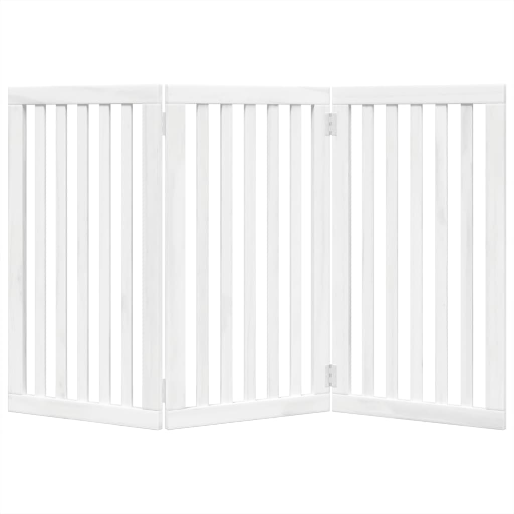 Poartă pentru câini pliabilă, 3 panouri, alb, 150 cm, lemn plop GartenMobel Dekor