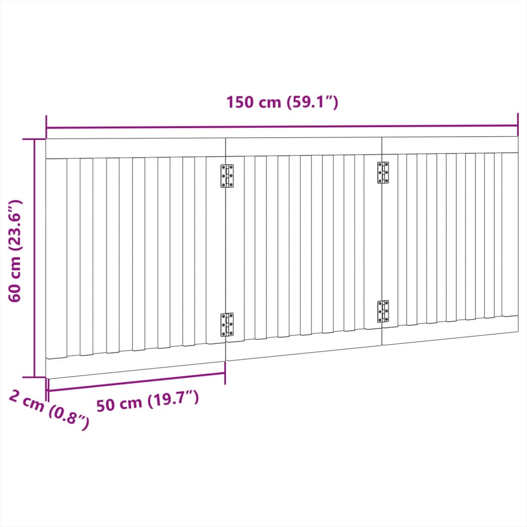 Poartă pentru câini pliabilă, 3 panouri, alb, 150 cm, lemn plop GartenMobel Dekor