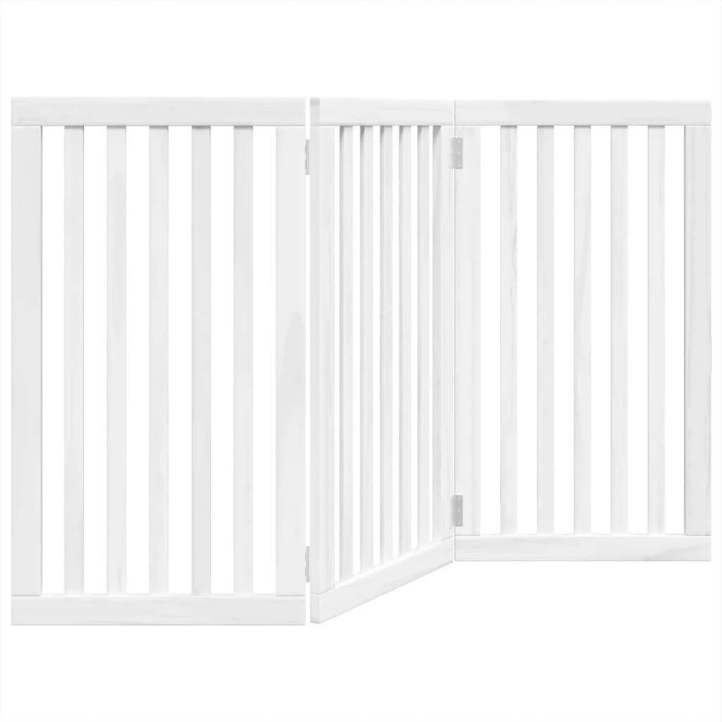 Poartă pentru câini pliabilă, 3 panouri, alb, 150 cm, lemn plop GartenMobel Dekor