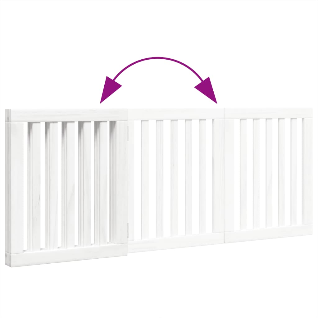 Poartă pentru câini pliabilă, 3 panouri, alb, 150 cm, lemn plop GartenMobel Dekor
