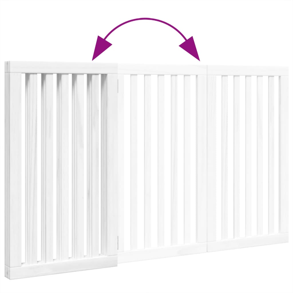 Poartă pentru câini pliabilă, 3 panouri, alb, 150 cm, lemn plop GartenMobel Dekor