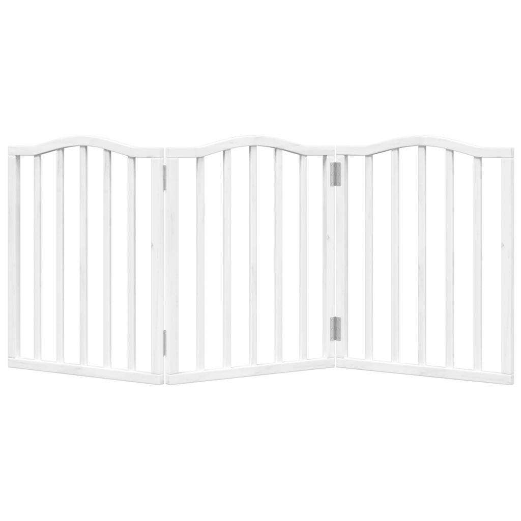 Poartă pentru câini pliabilă, 3 panouri, alb, 150 cm, lemn plop GartenMobel Dekor