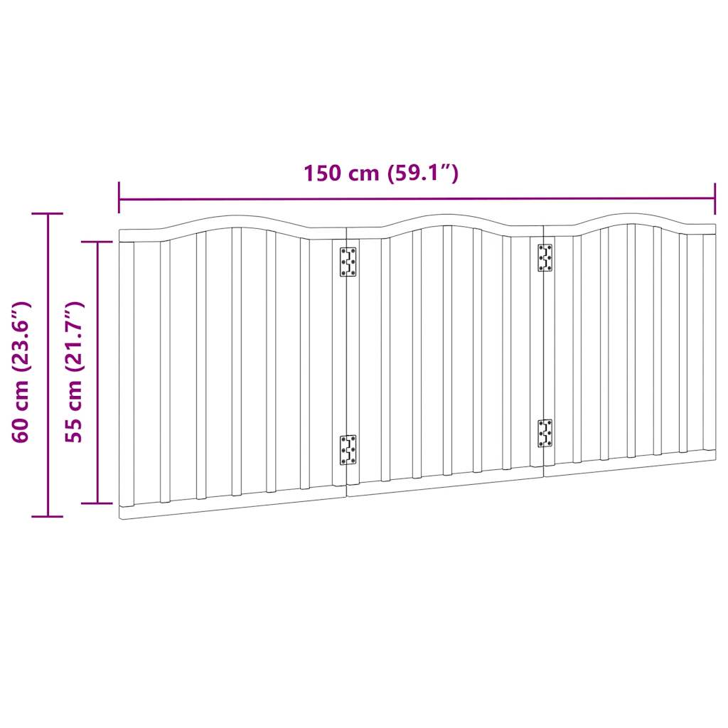 Poartă pentru câini pliabilă, 3 panouri, alb, 150 cm, lemn plop GartenMobel Dekor