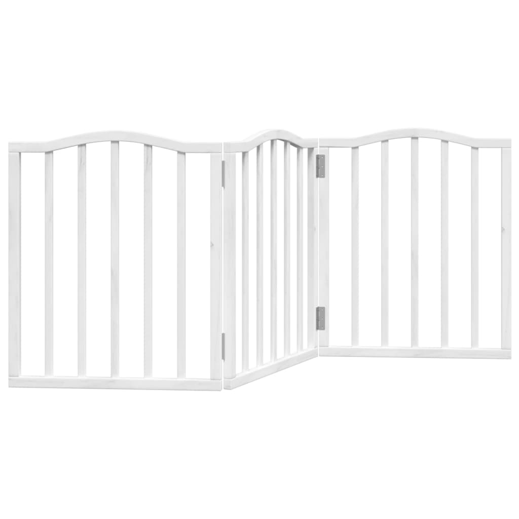 Poartă pentru câini pliabilă, 3 panouri, alb, 150 cm, lemn plop GartenMobel Dekor