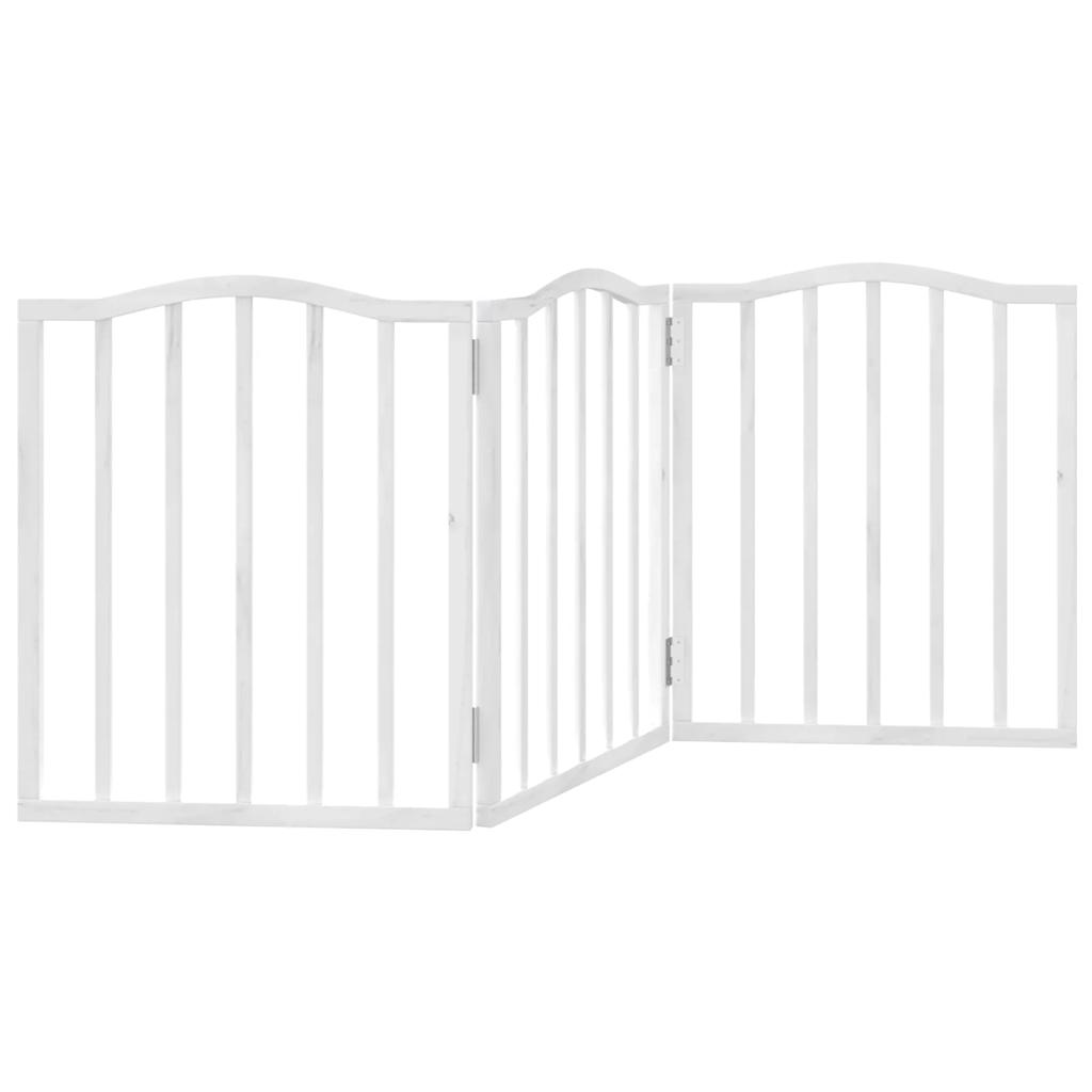 Poartă pentru câini pliabilă, 3 panouri, alb, 150 cm, lemn plop GartenMobel Dekor