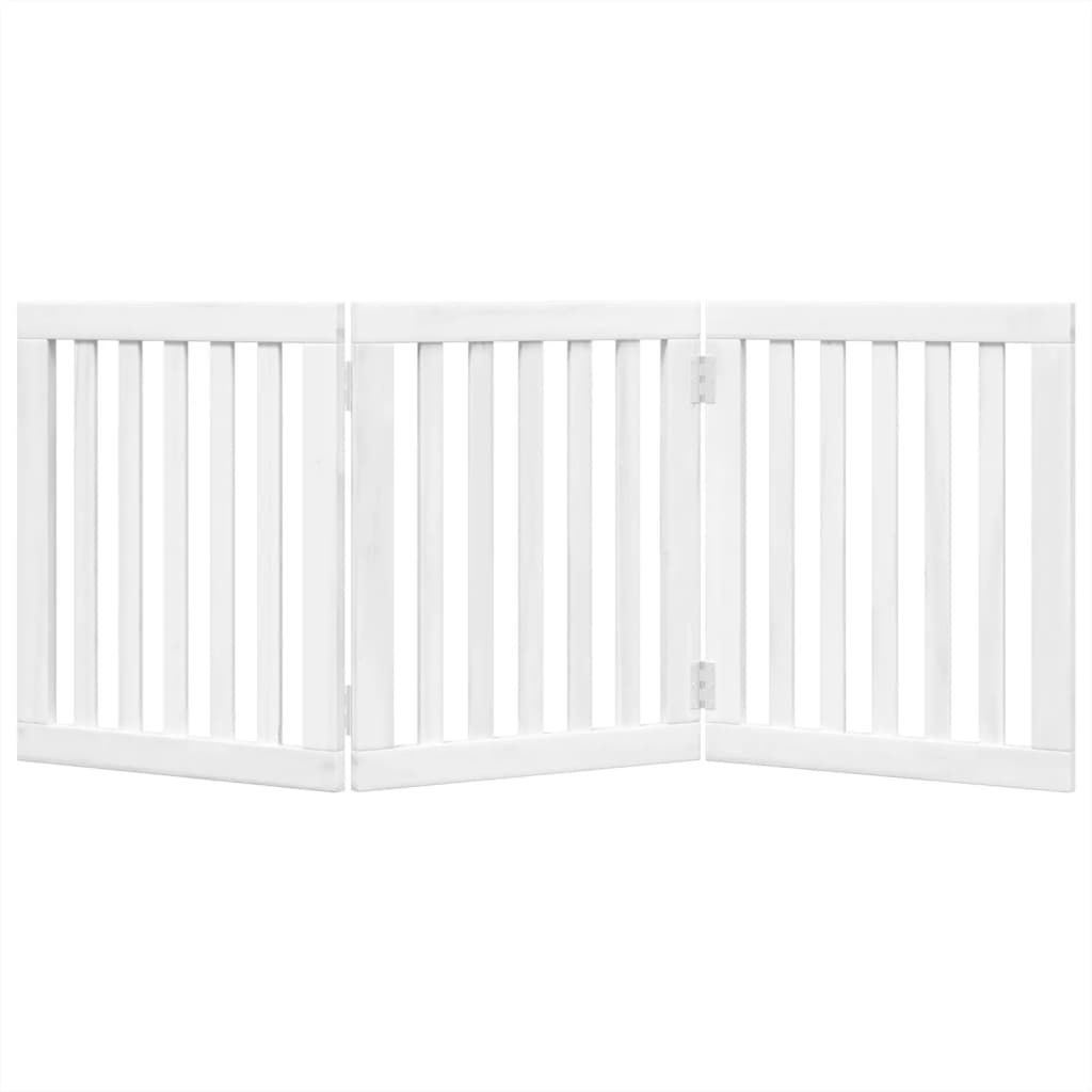 Poartă pentru câini pliabilă, 3 panouri, alb, 150 cm, lemn plop GartenMobel Dekor