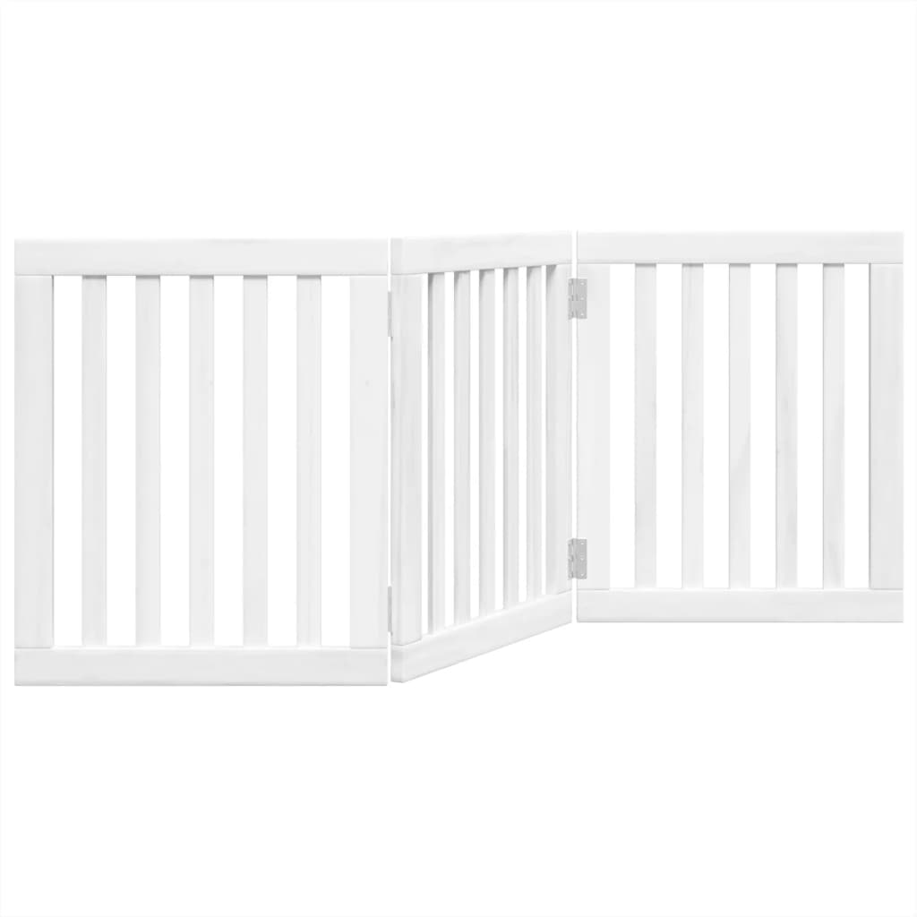 Poartă pentru câini pliabilă, 3 panouri, alb, 150 cm, lemn plop GartenMobel Dekor