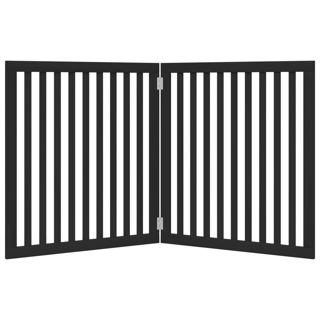 Poartă pentru câini pliabilă 2 panouri negru, 160 cm, lemn plop GartenMobel Dekor
