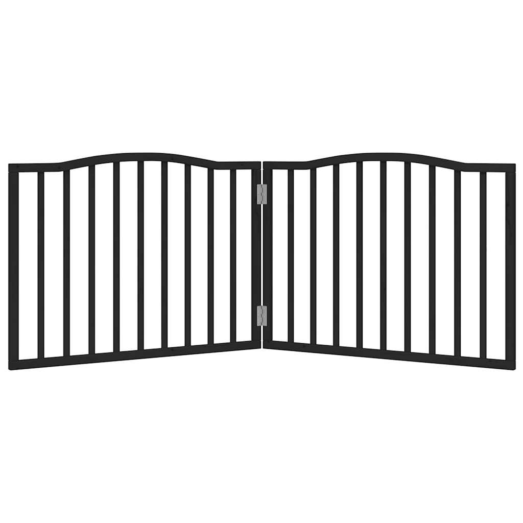 Poartă pentru câini pliabilă 2 panouri negru, 160 cm, lemn plop GartenMobel Dekor