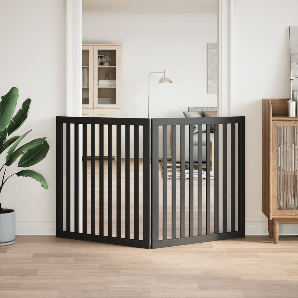 Poartă pentru câini pliabilă 2 panouri negru, 160 cm, lemn plop GartenMobel Dekor