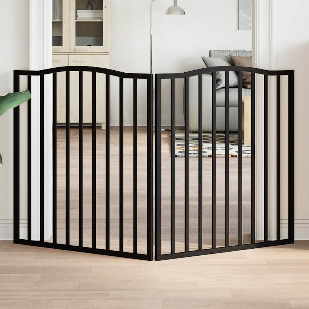 Poartă pentru câini pliabilă 2 panouri negru, 160 cm, lemn plop GartenMobel Dekor