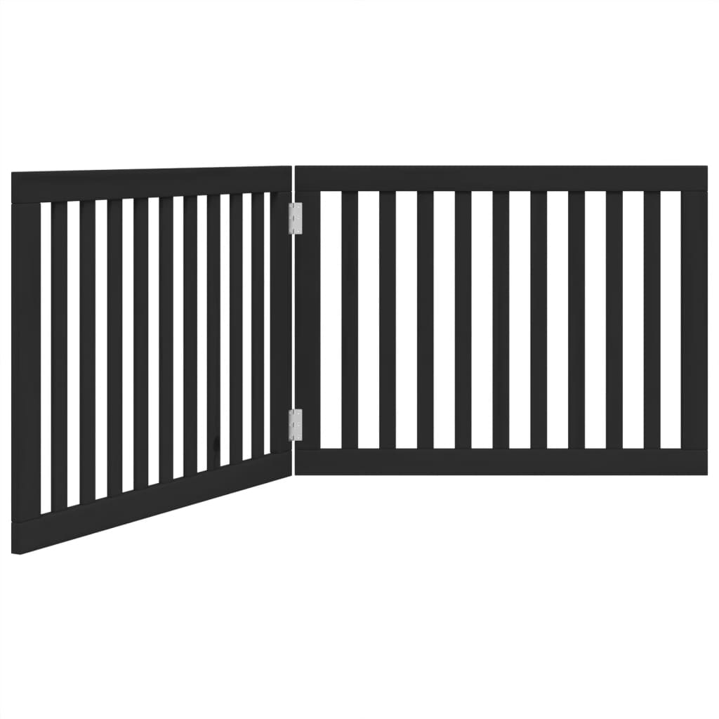 Poartă pentru câini pliabilă 2 panouri negru, 160 cm, lemn plop GartenMobel Dekor