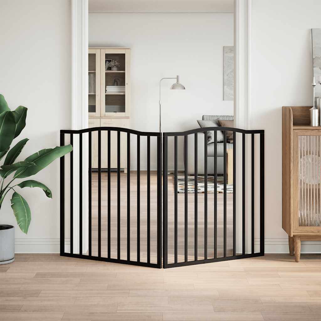 Poartă pentru câini pliabilă 2 panouri negru, 160 cm, lemn plop GartenMobel Dekor