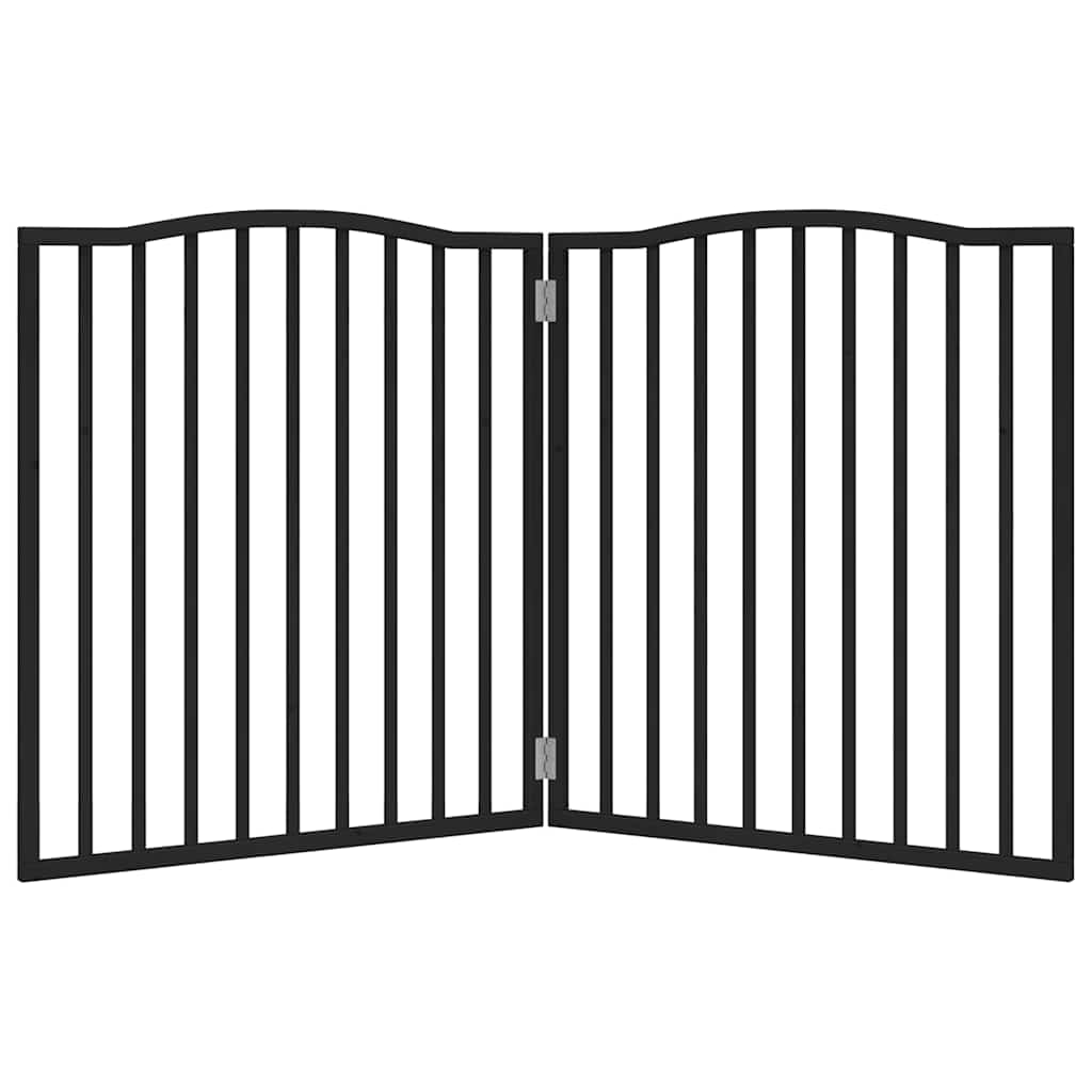 Poartă pentru câini pliabilă 2 panouri negru, 160 cm, lemn plop GartenMobel Dekor