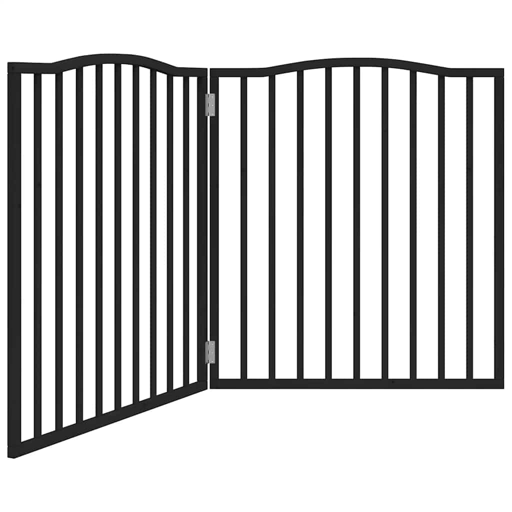 Poartă pentru câini pliabilă 2 panouri negru, 160 cm, lemn plop GartenMobel Dekor