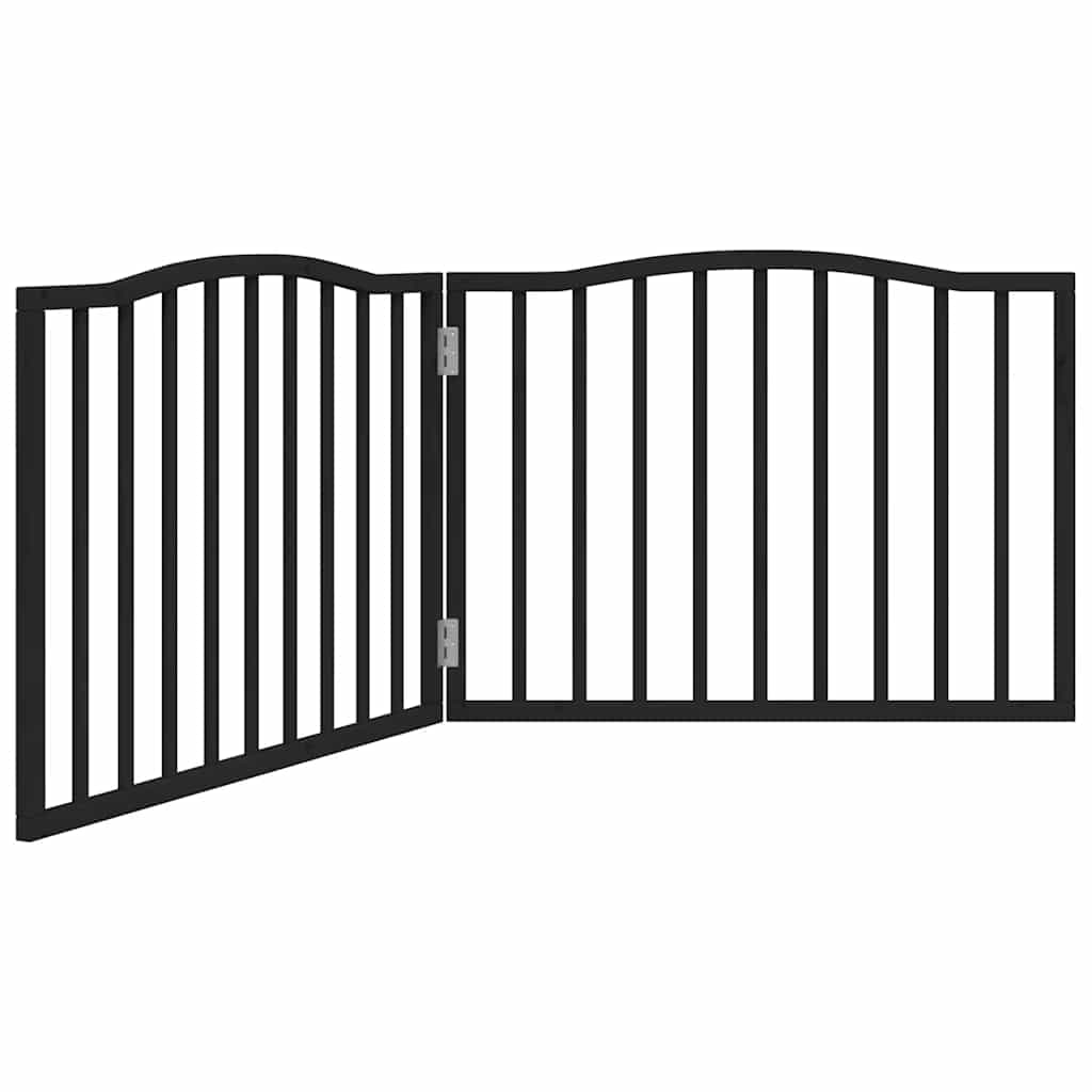 Poartă pentru câini pliabilă 2 panouri negru, 160 cm, lemn plop GartenMobel Dekor