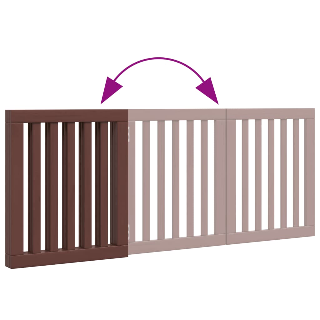 Poartă pentru câini pliabilă 3 panouri maro, 150 cm, lemn plop GartenMobel Dekor