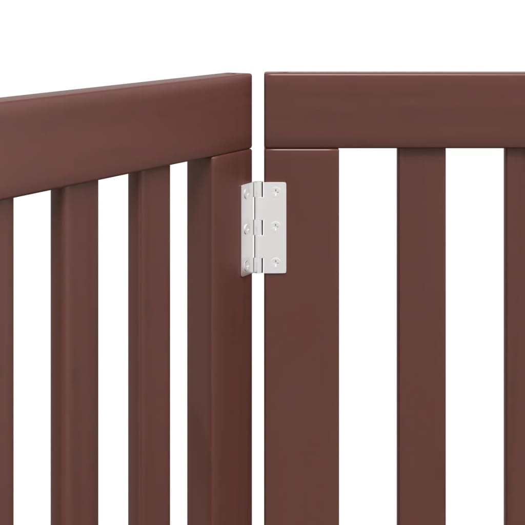 Poartă pentru câini pliabilă 3 panouri maro, 150 cm, lemn plop GartenMobel Dekor