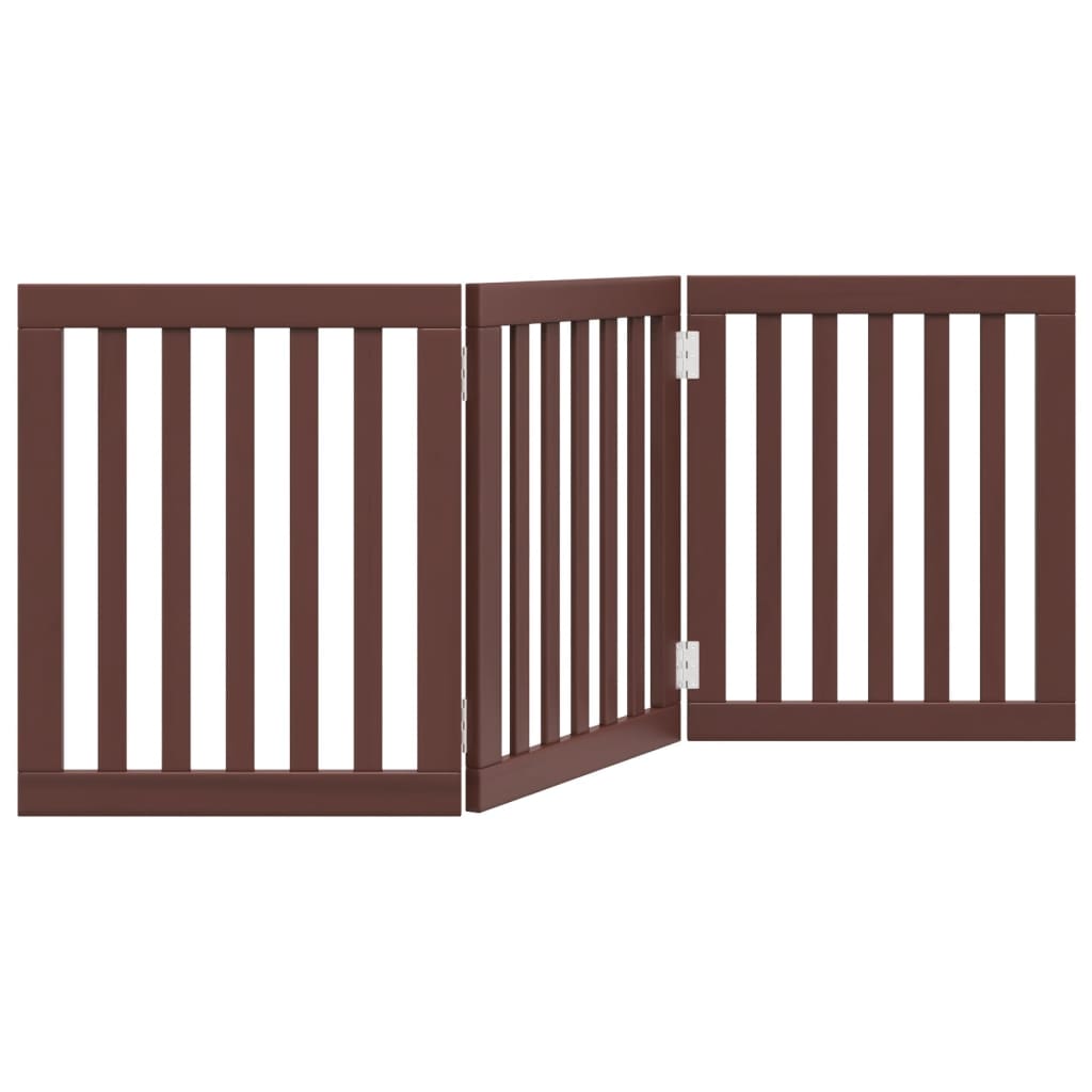 Poartă pentru câini pliabilă 3 panouri maro, 150 cm, lemn plop GartenMobel Dekor
