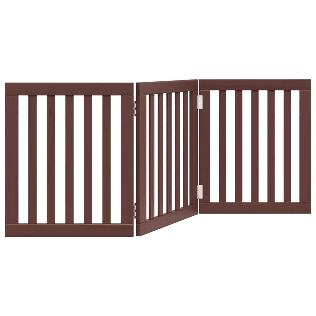 Poartă pentru câini pliabilă 3 panouri maro, 150 cm, lemn plop GartenMobel Dekor