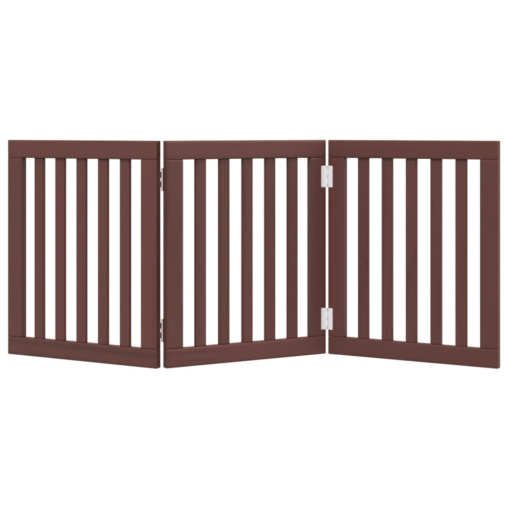 Poartă pentru câini pliabilă 3 panouri maro, 150 cm, lemn plop GartenMobel Dekor