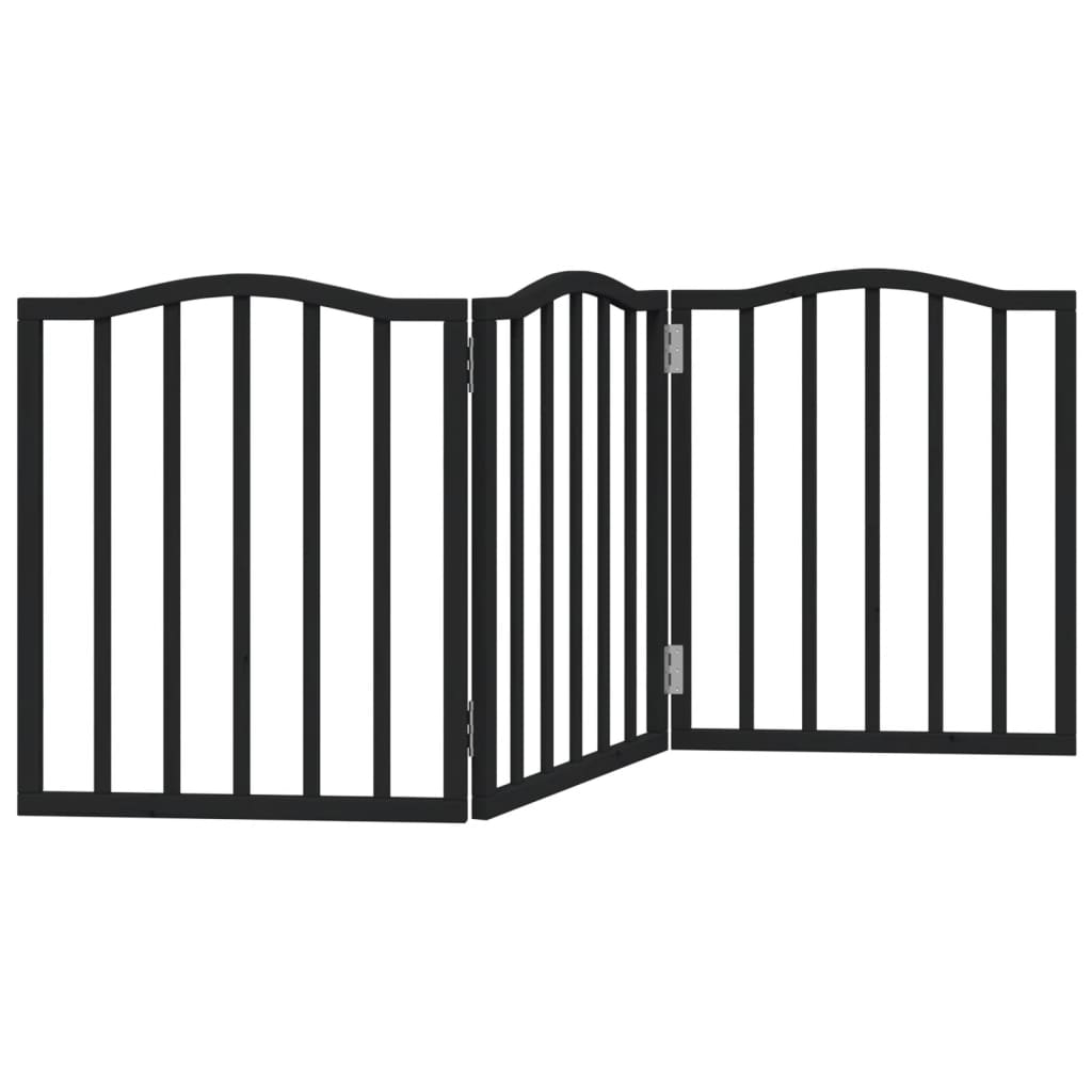 Poartă pentru câini pliabilă 3 panouri negru, 150 cm, lemn plop GartenMobel Dekor