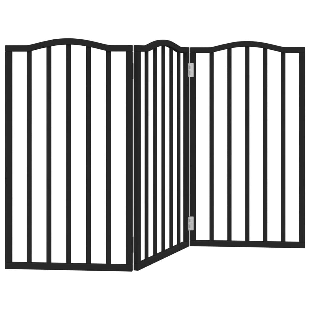 Poartă pentru câini pliabilă 3 panouri negru, 150 cm, lemn plop GartenMobel Dekor