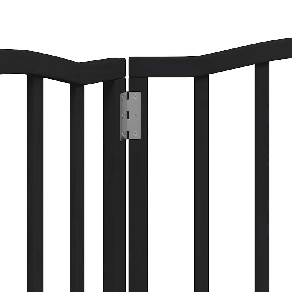 Poartă pentru câini pliabilă 3 panouri negru, 150 cm, lemn plop GartenMobel Dekor