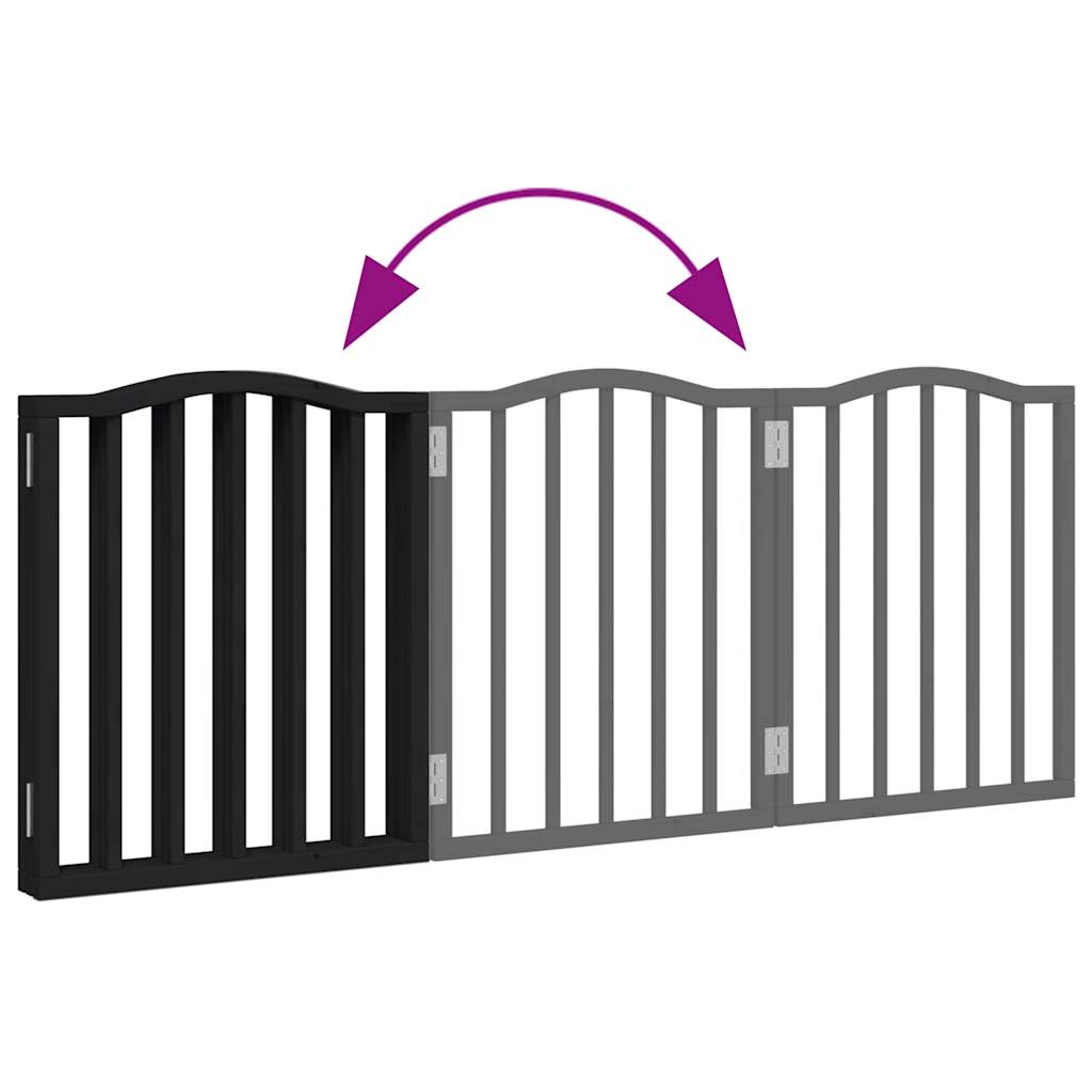Poartă pentru câini pliabilă 3 panouri negru, 150 cm, lemn plop GartenMobel Dekor