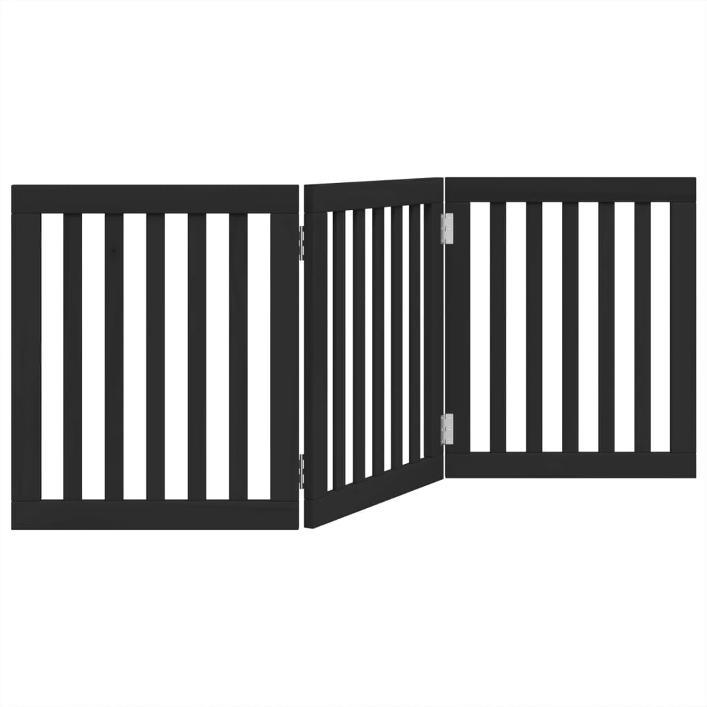 Poartă pentru câini pliabilă 3 panouri negru, 150 cm, lemn plop GartenMobel Dekor