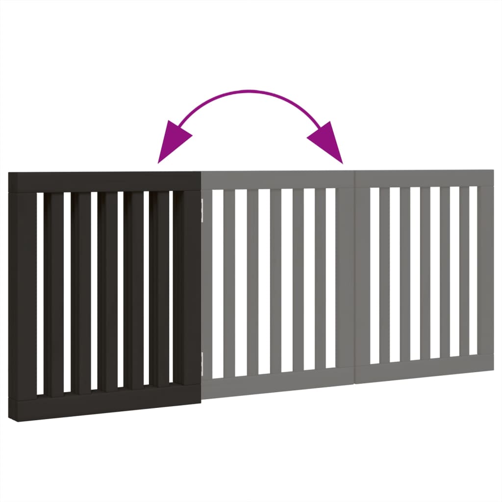 Poartă pentru câini pliabilă 3 panouri negru, 150 cm, lemn plop GartenMobel Dekor
