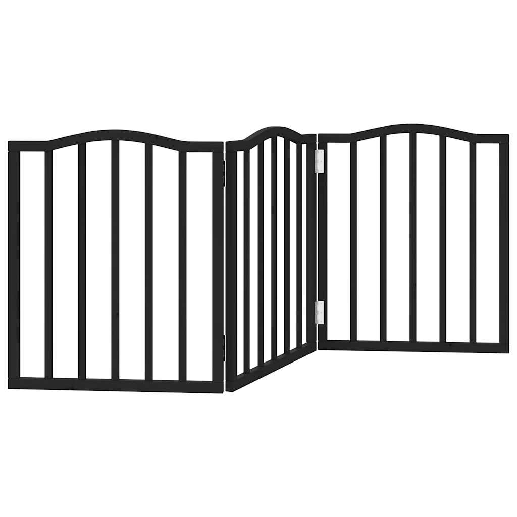 Poartă pentru câini pliabilă 3 panouri negru, 150 cm, lemn plop GartenMobel Dekor